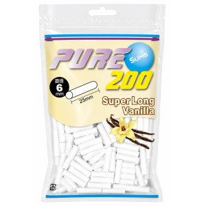 PURE 6MM*25MM香草味（200粒）(Pure Super Long Vanilla Slims Filter 6*25mm 200pcs)