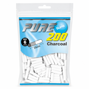 PURE 6MM*25MM活性炭（200粒）(Pure Slims Charcoal Filter 6*25mm 200pcs)