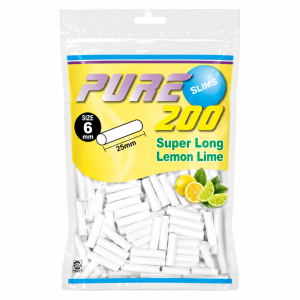 PURE 6MM*25MM柠檬味（200粒） (Pure Slims Super Long Lemon Lime Filter 6*25mm 200pcs)